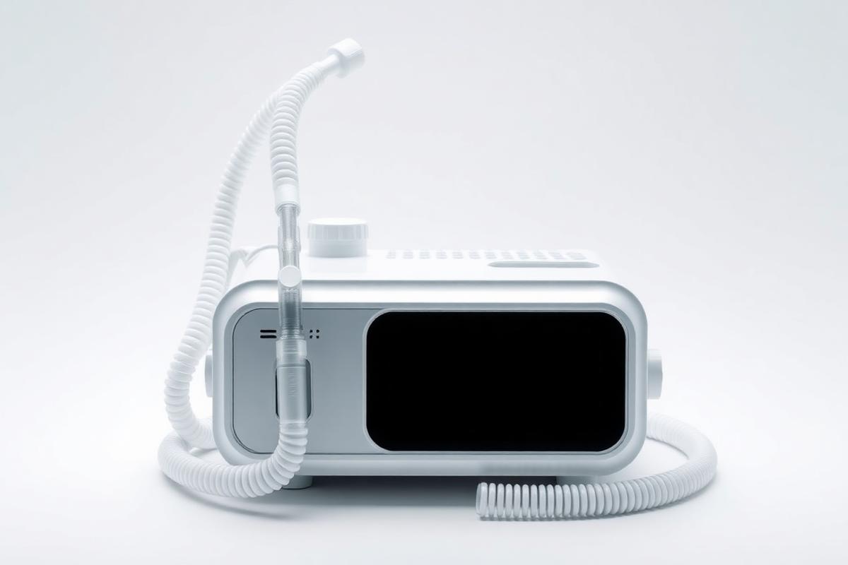 CPAP BiPAP sleep therapy machine with humidifier, hose and face mask